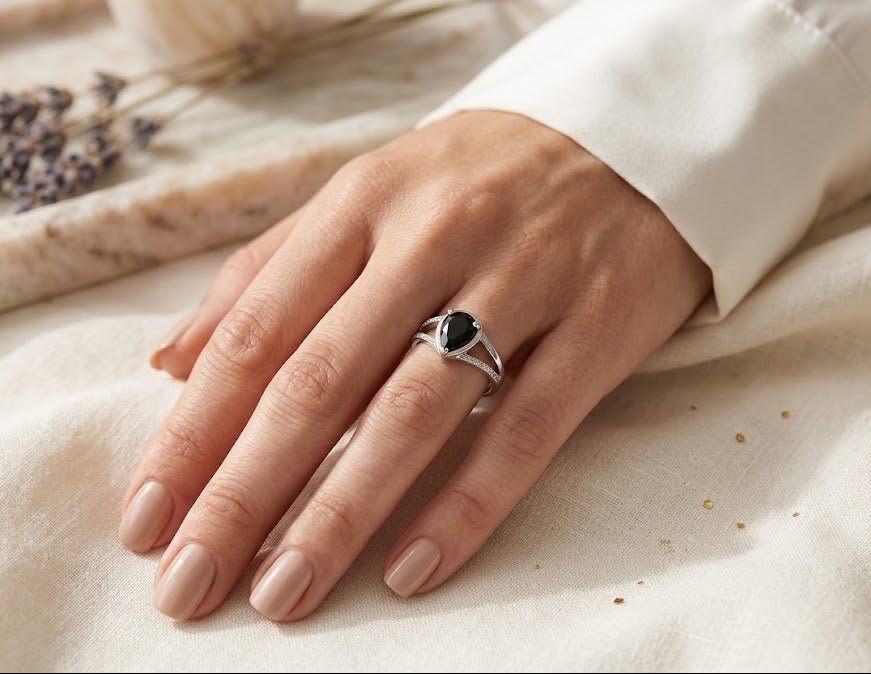 Black agate ring - Opalea Jewelry