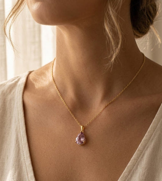 Pink zircon necklace - Opalea Jewelry