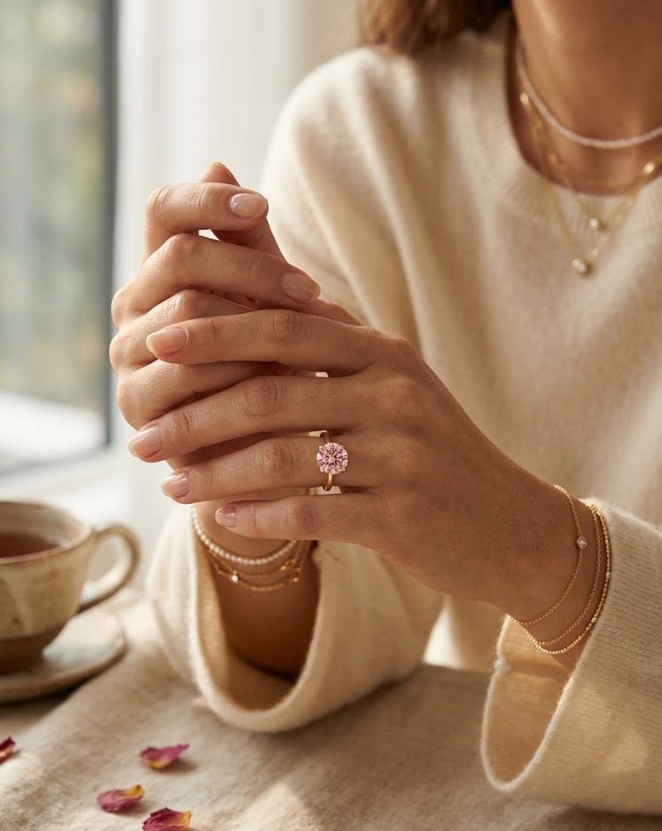 Pink zircon ring - Opalea Jewelry